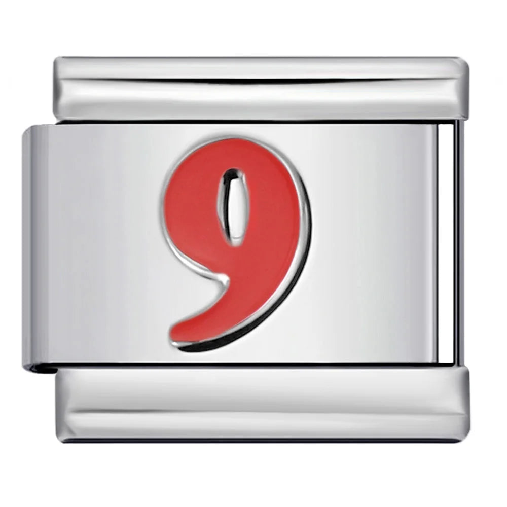 Red 0-9 Number Italian Charm 281