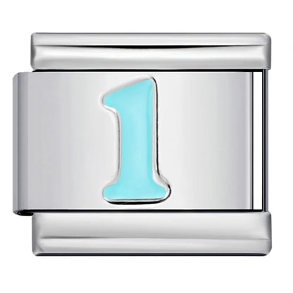 Blue Number 0-9 Italian Charm 306