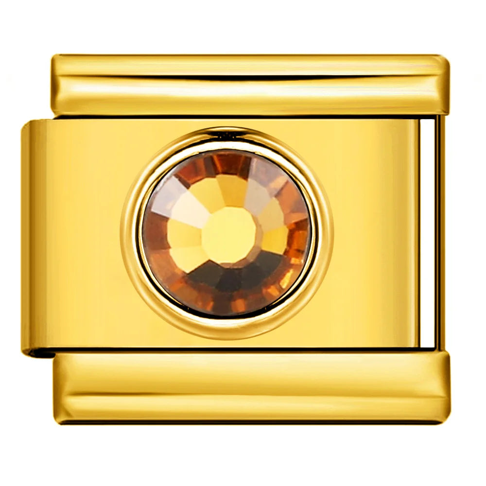 Gold Color Zirconia Italian Charm 507
