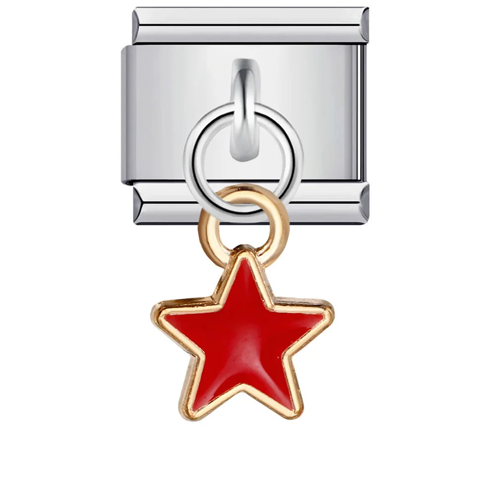 Flower Star Italian Charm Link 033