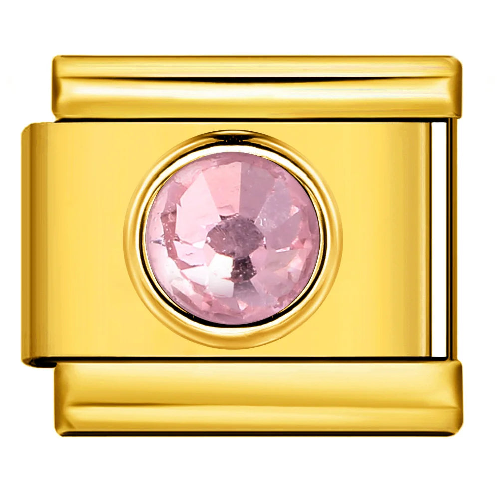 Gold Color Zirconia Italian Charm 507