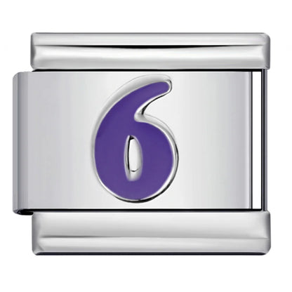 Purple Number 0-9 Italian Charm 284