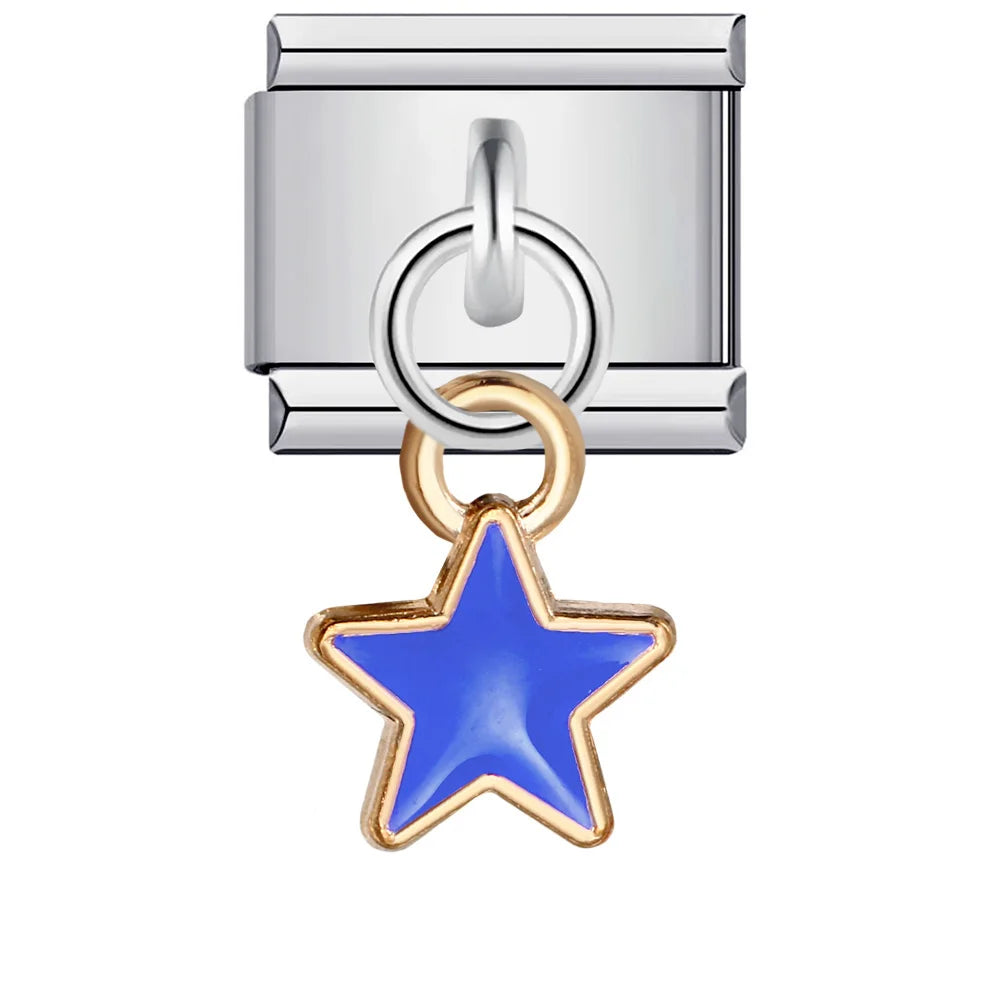 Flower Star Italian Charm Link 033