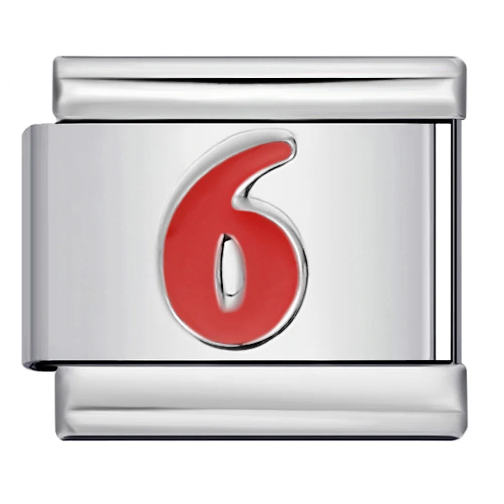 Red  0-9 Number Italian Charm 281